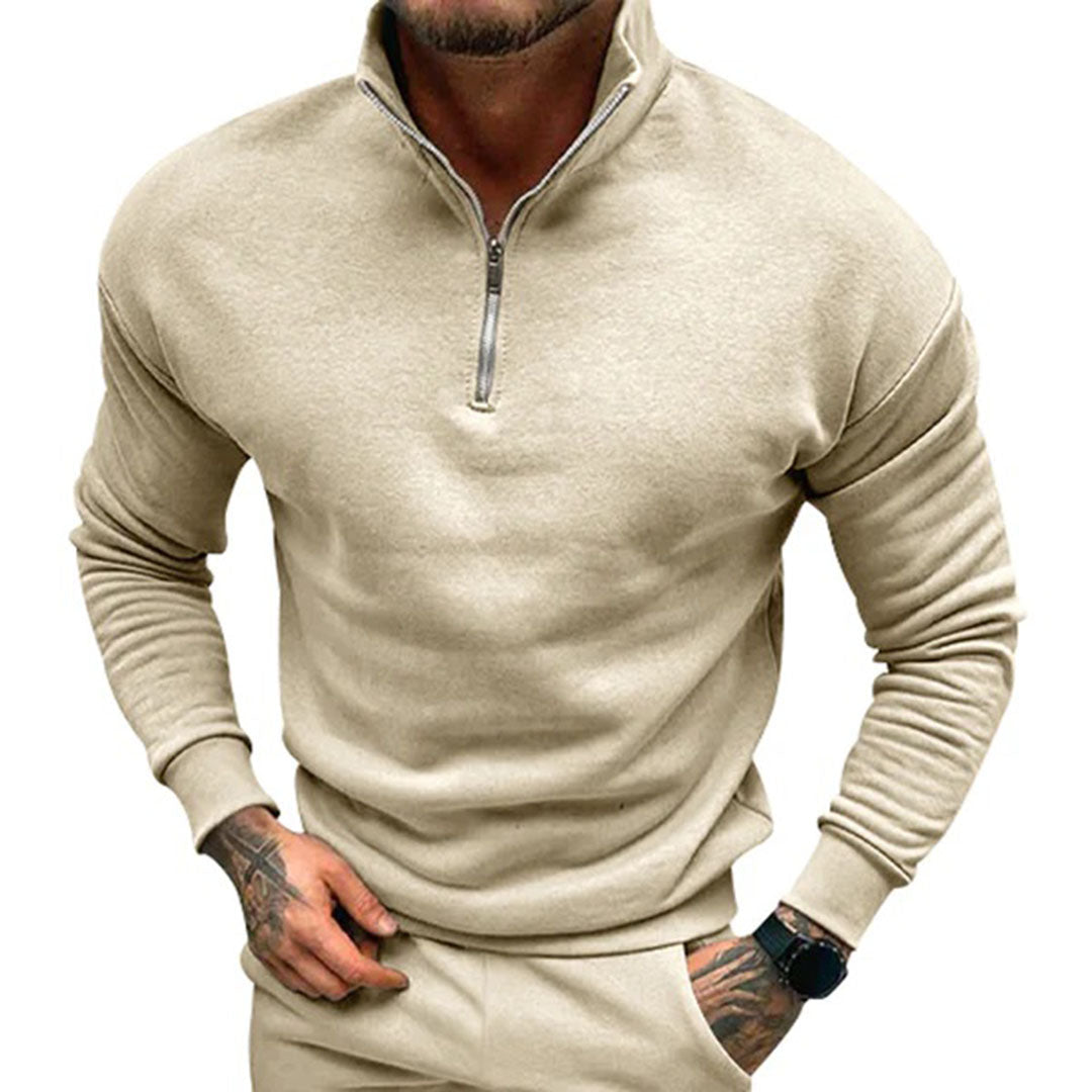Men's Half-Zip Sweater with Stand-Up Collar | Streamlined Fit 7