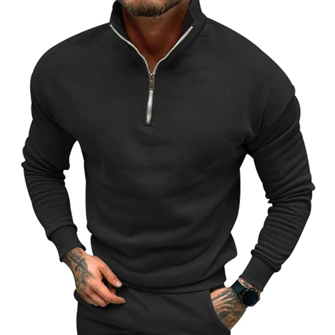Men's Half-Zip Sweater with Stand-Up Collar | Streamlined Fit 8