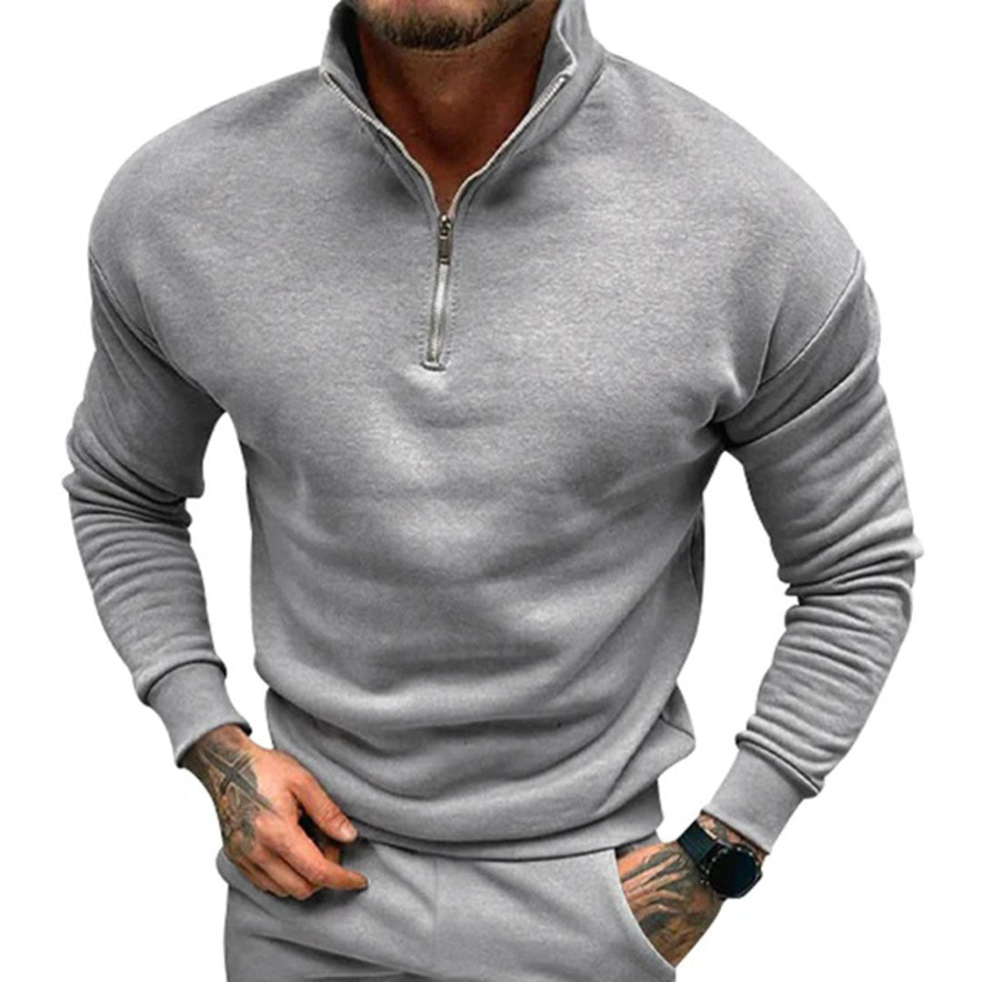 Men's Half-Zip Sweater with Stand-Up Collar | Streamlined Fit 9