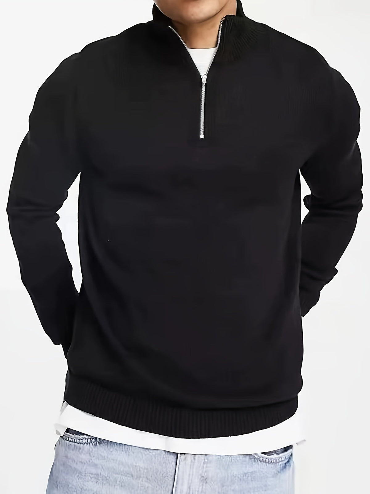 Men's Half Zip Sweater | Comfortable Stretch Knit Pullover 0