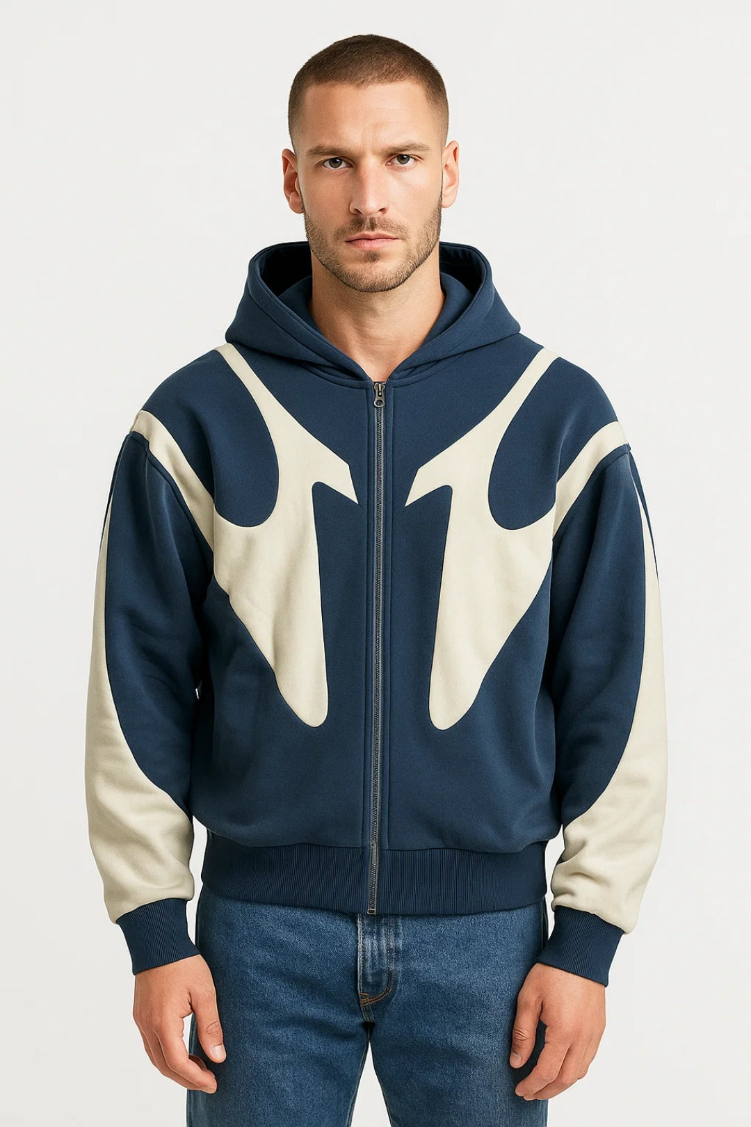 Men's Hoodie | Lightweight Zip Sweatshirt with Graphic Panel Details 0