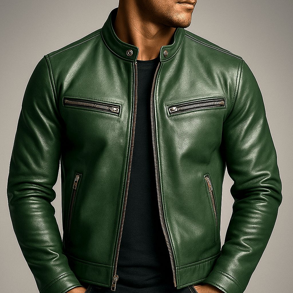 Men's Leather Biker Jacket | Distressed Moto Style Coat 1