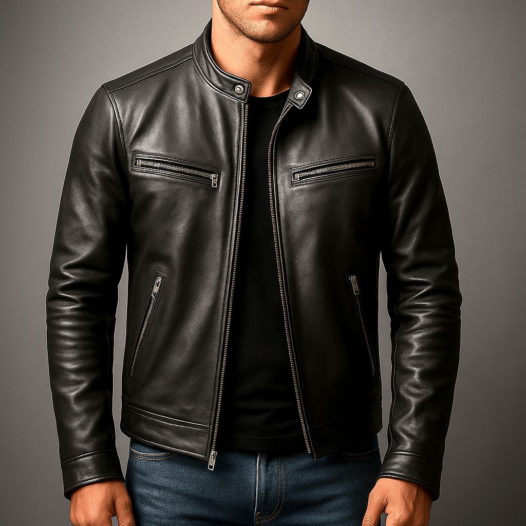 Men's Leather Biker Jacket | Distressed Moto Style Coat 3