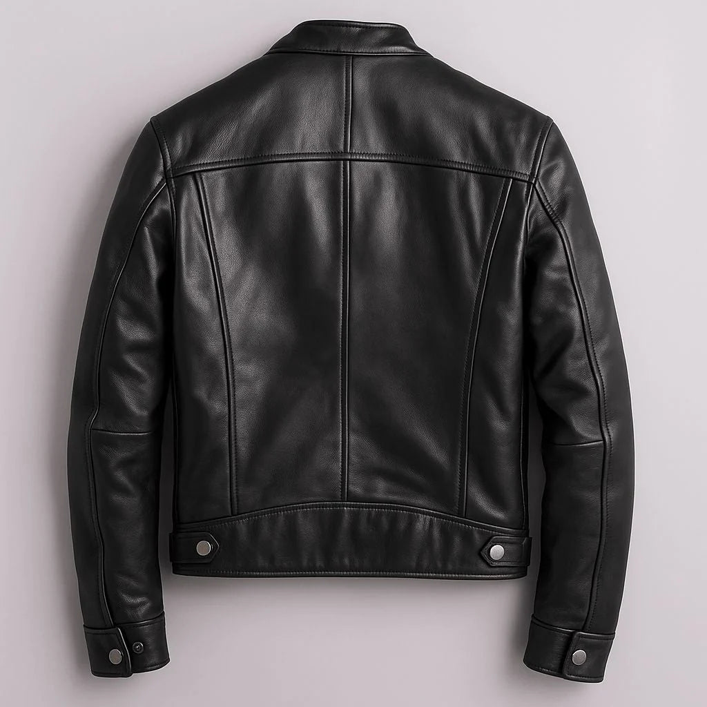 Men's Leather Biker Jacket | Distressed Moto Style Coat 6