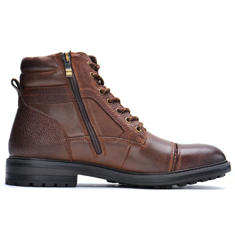 Men's Leather Boots | Durable Side Zipper Work-Inspired Footwear 0