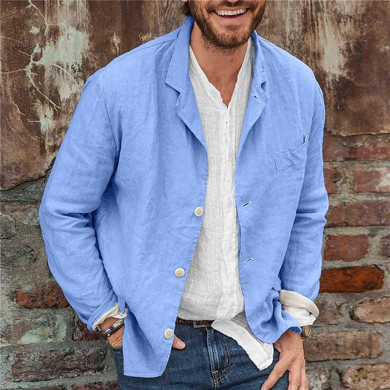 Men's Lightweight Casual Blazer | Textured Notch Lapel Jacket 0