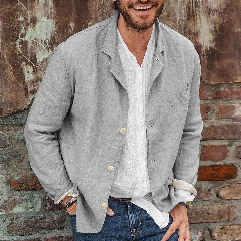 Men's Lightweight Casual Blazer | Textured Notch Lapel Jacket 2