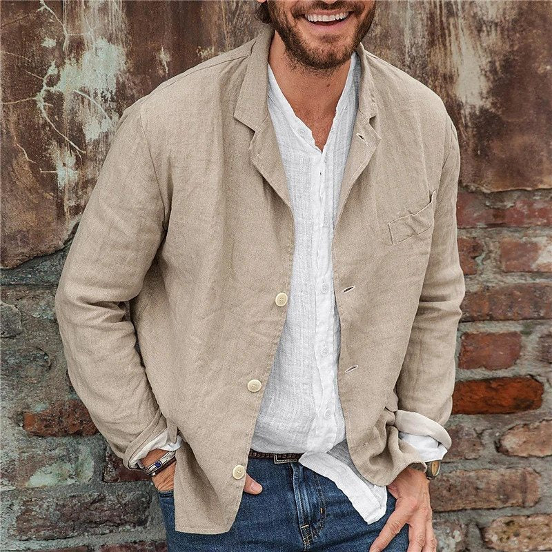 Men's Lightweight Casual Blazer | Textured Notch Lapel Jacket 3