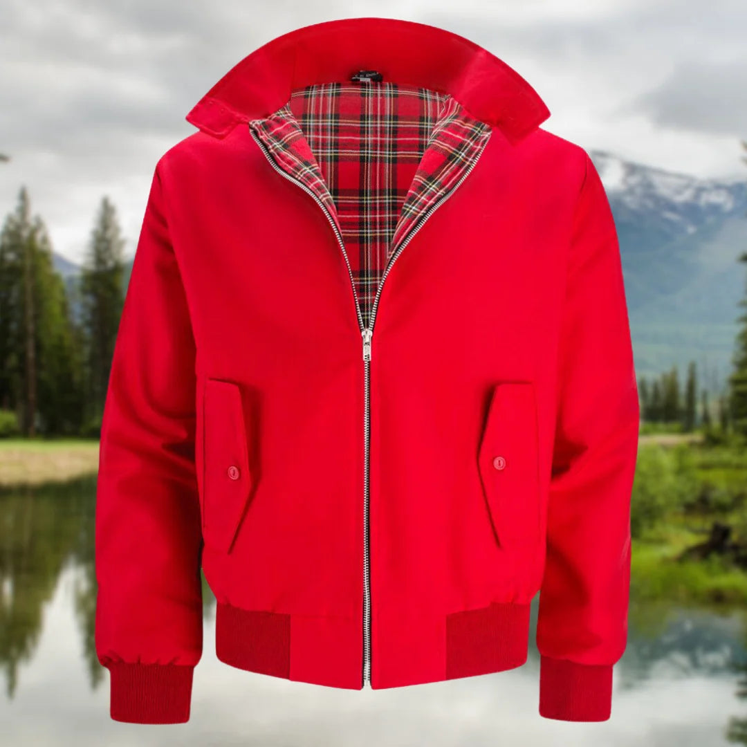 Men's Lightweight Harrington Jacket | Tartan Lined Zip-Up Outerwear 2