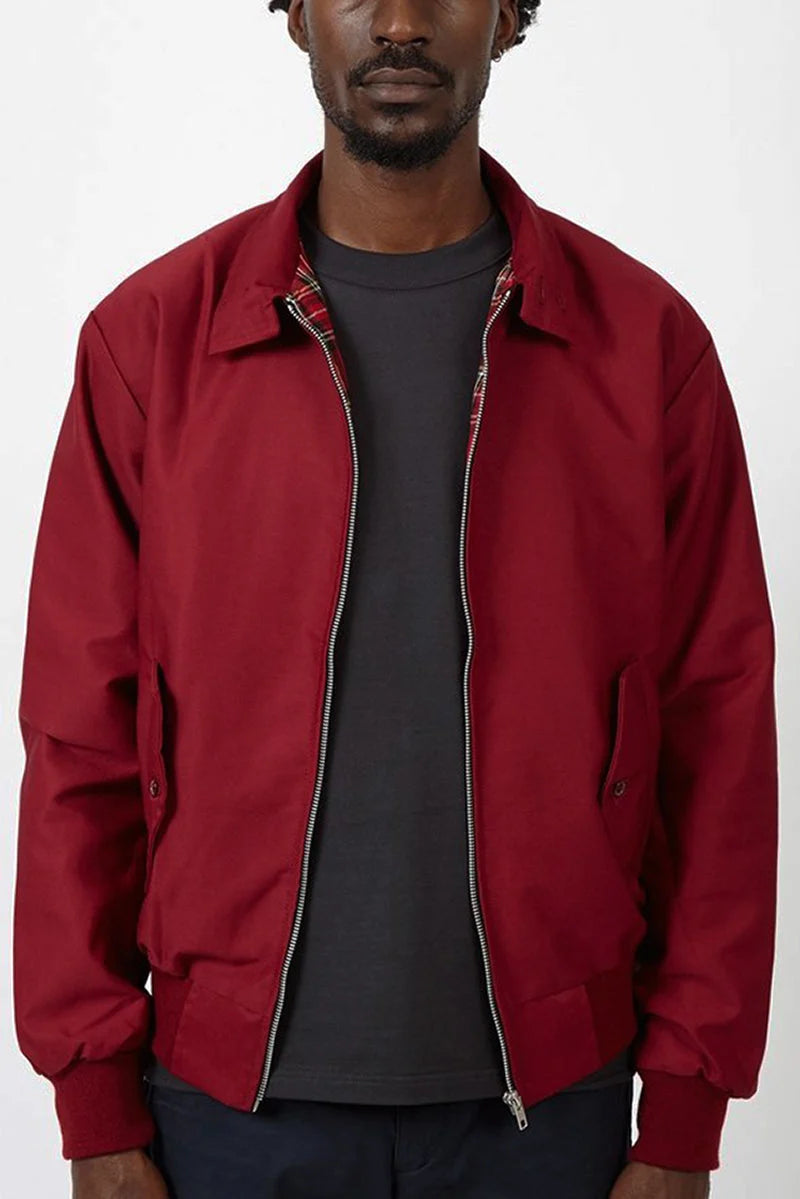 Men's Lightweight Harrington Jacket | Tartan Lined Zip-Up Outerwear 7