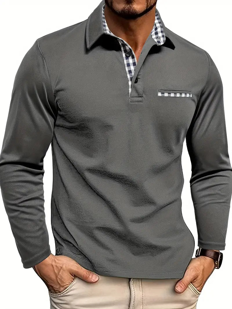 Men's Long Sleeve Polo Shirt | Comfortable Cotton Blend Top 1