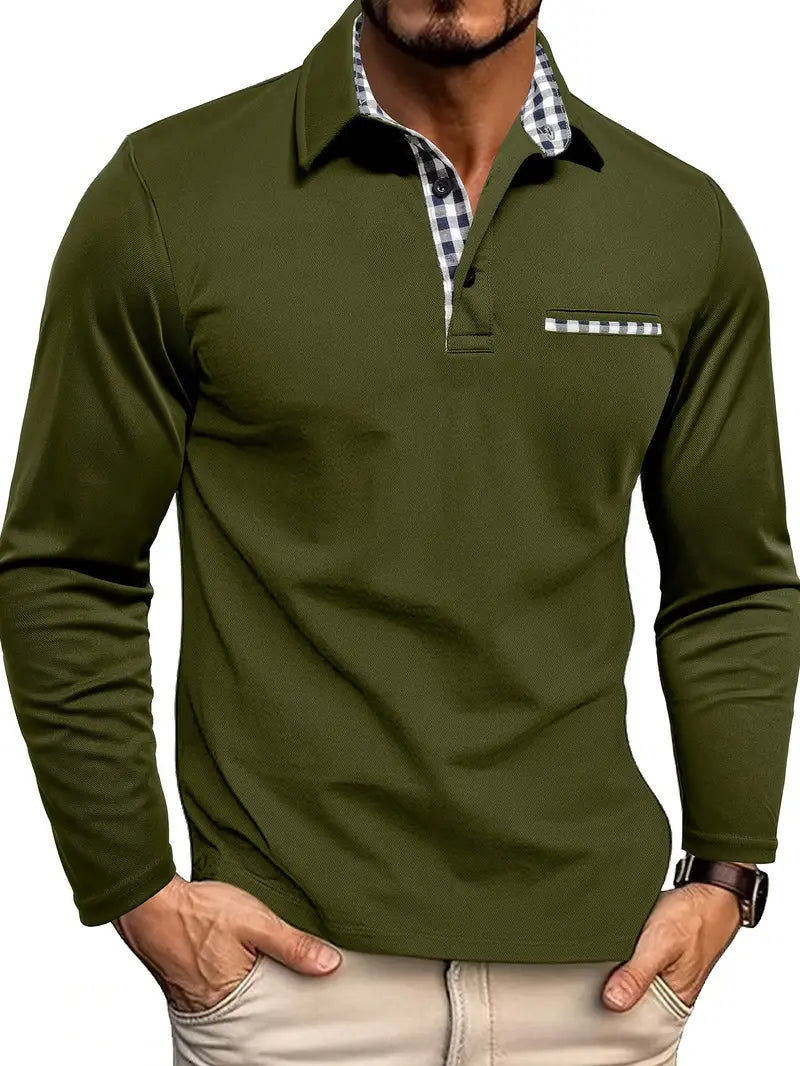Men's Long Sleeve Polo Shirt | Comfortable Cotton Blend Top 2