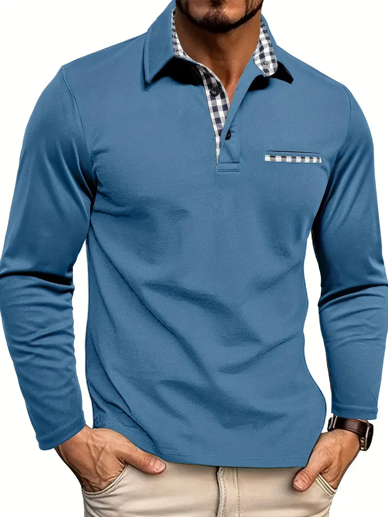 Men's Long Sleeve Polo Shirt | Comfortable Cotton Blend Top 3