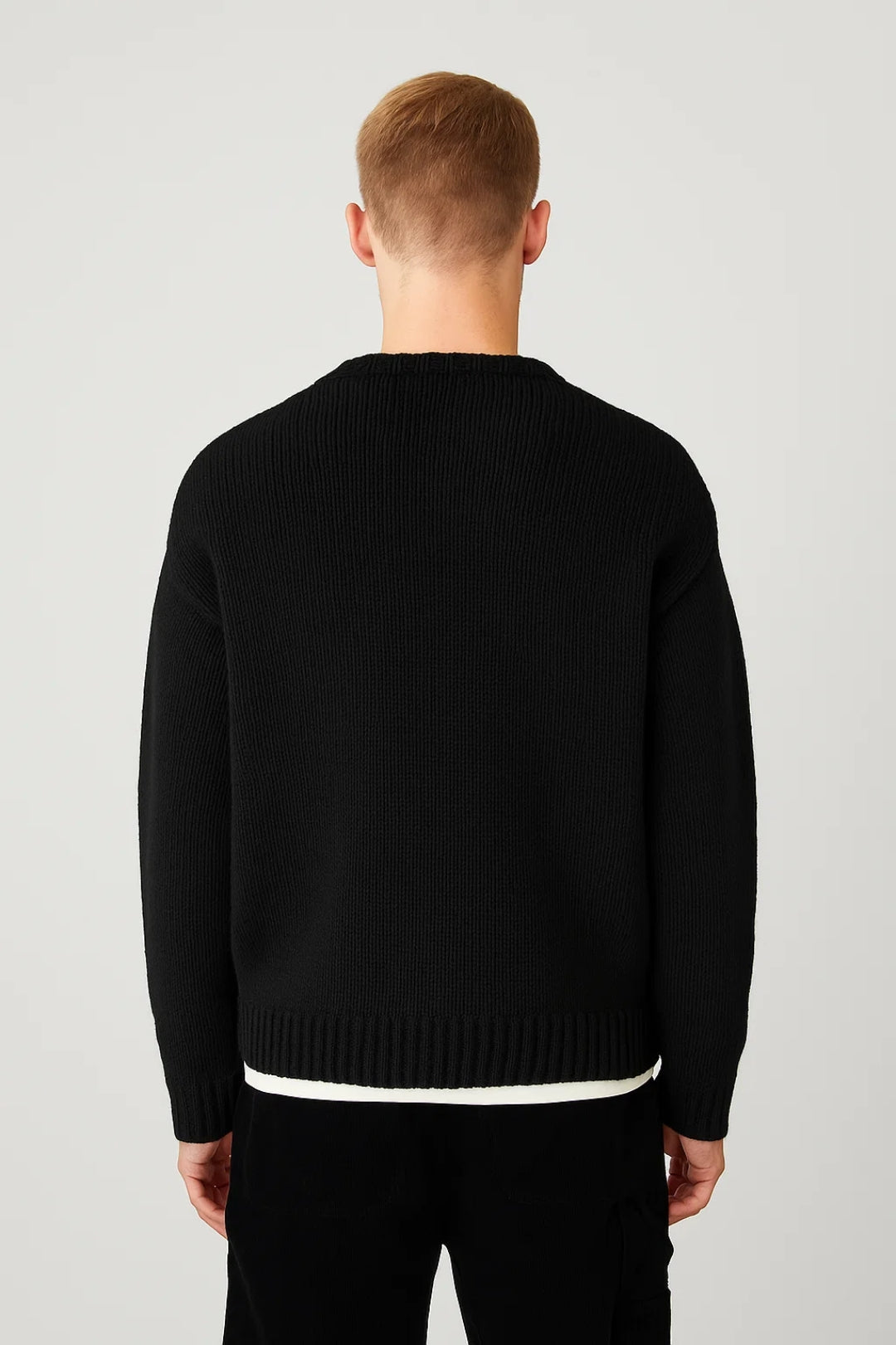 Men's Oversized Knit Sweater | Comfortable Casual Round Neck 4