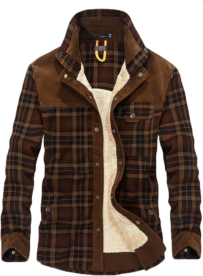 Men's Printed Field Jacket | Borg-Lined Cotton-Blend Outerwear 1