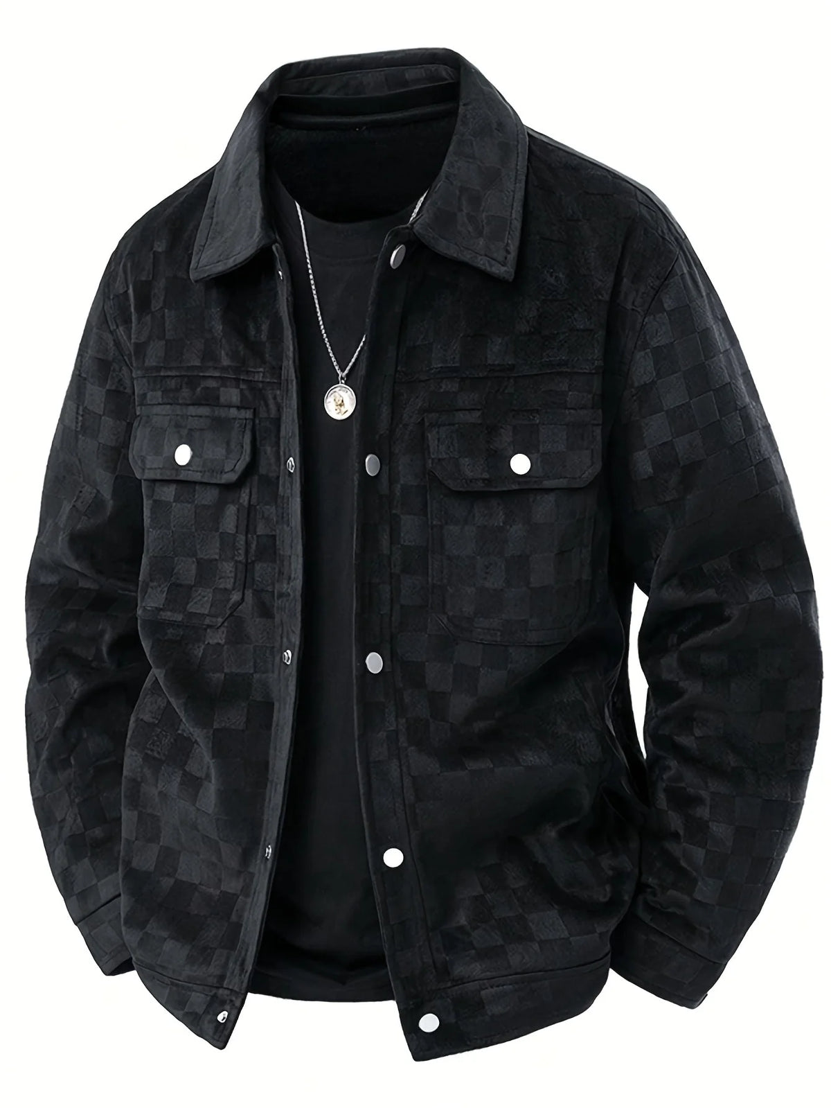 Men's Printed Utility Jacket | Snap Button Chest Pockets 0