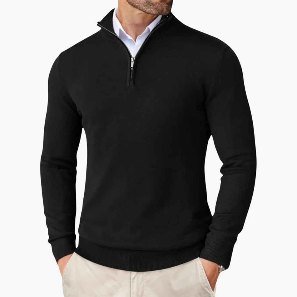Men's Quarter-Zip Pullover | Lightweight Knit with Ribbed Hem 0
