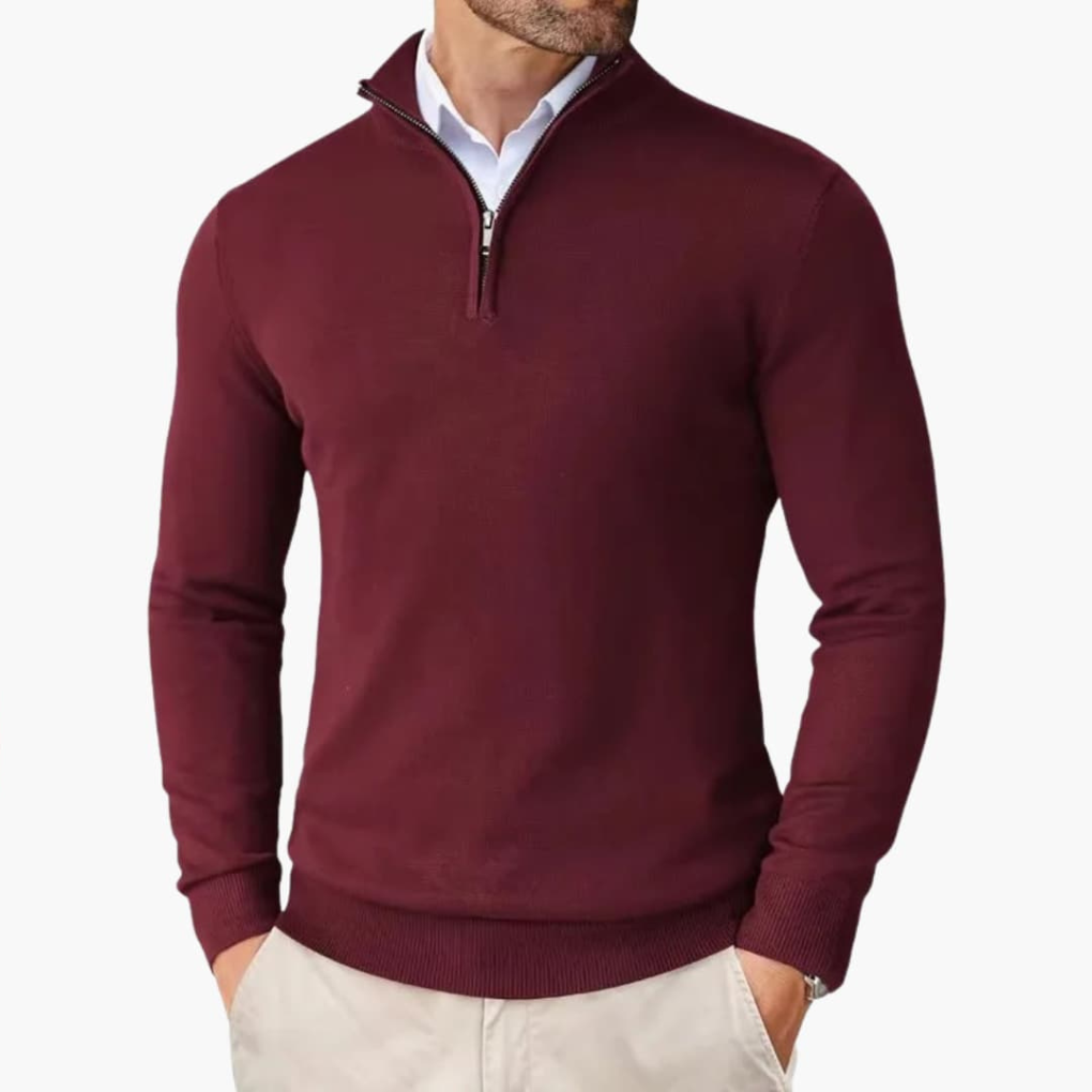 Men's Quarter-Zip Pullover | Lightweight Knit with Ribbed Hem 2