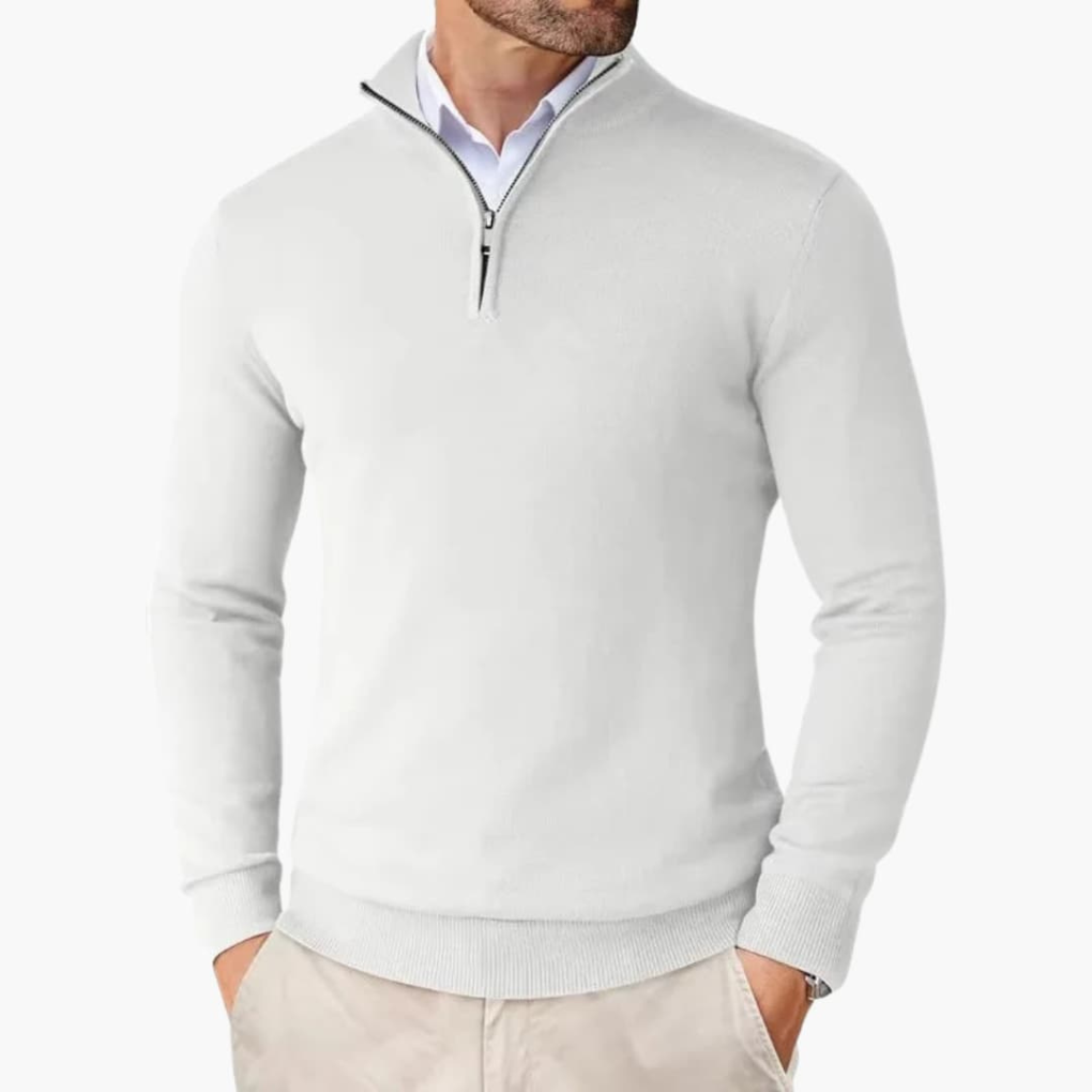 Men's Quarter-Zip Pullover | Lightweight Knit with Ribbed Hem 3