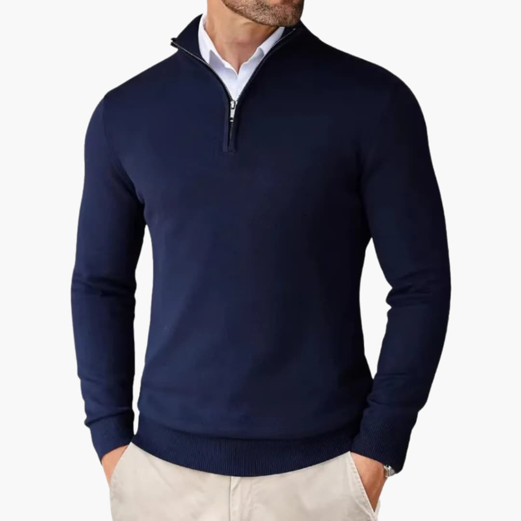 Men's Quarter-Zip Pullover | Lightweight Knit with Ribbed Hem 4