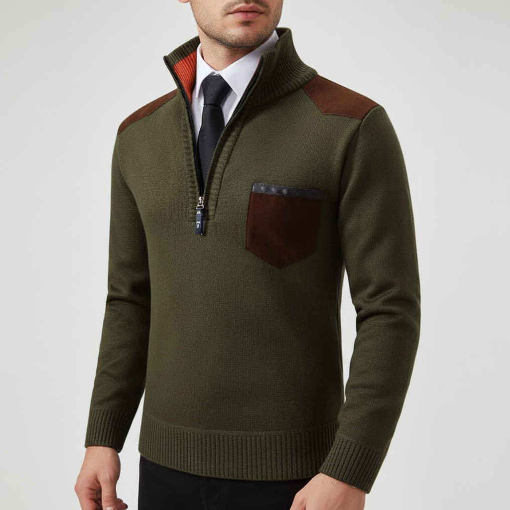 Men's Quarter-Zip Sweater with Chest Pocket | Soft Lightweight Knit 1