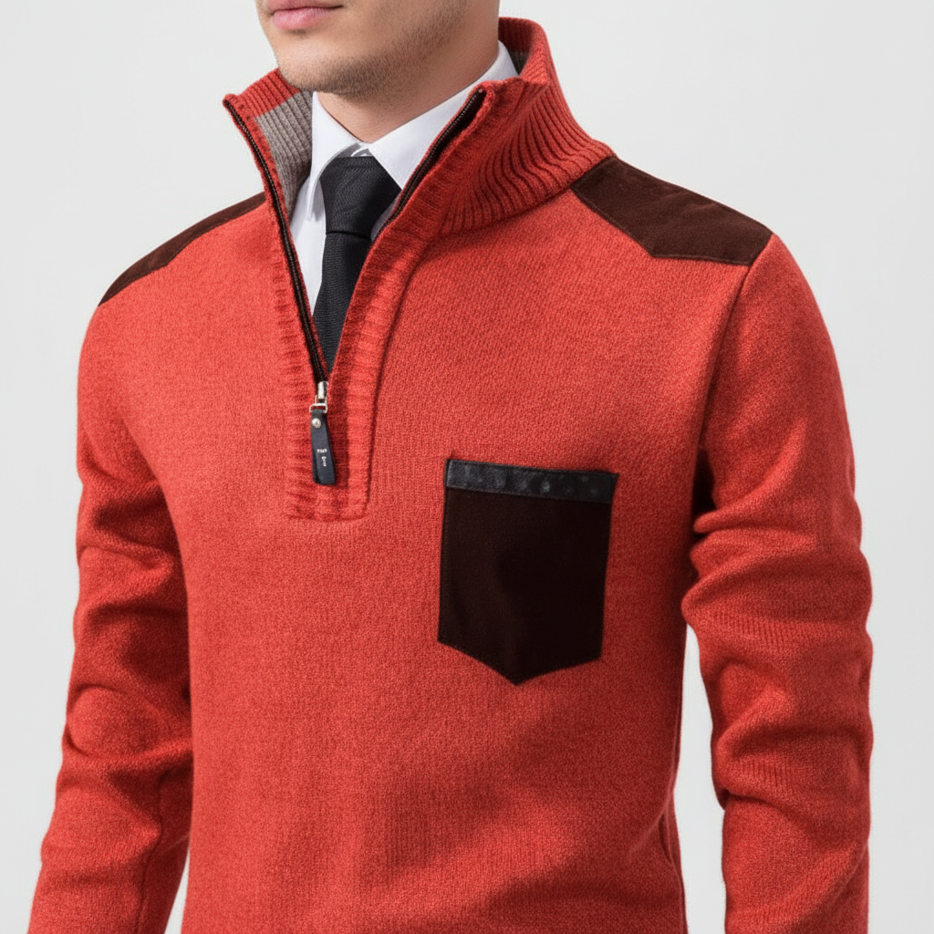 Men's Quarter-Zip Sweater with Chest Pocket | Soft Lightweight Knit 4