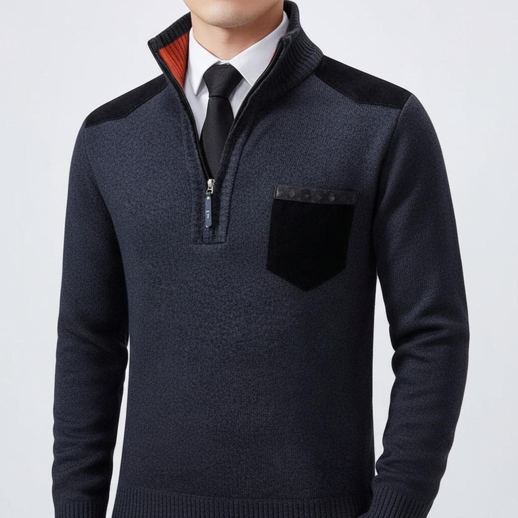 Men's Quarter-Zip Sweater with Chest Pocket | Soft Lightweight Knit 5