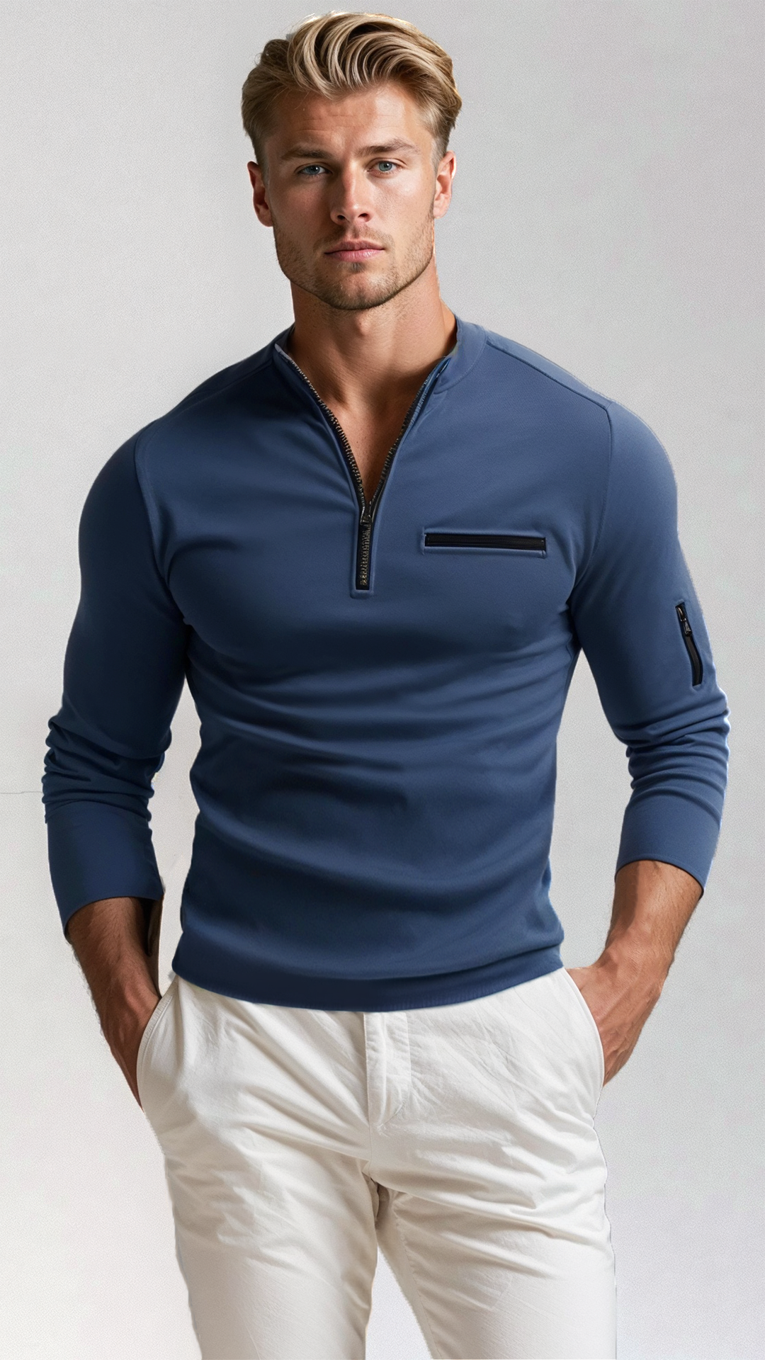Men's Quarter-Zip Sweater with Functional Pockets 4