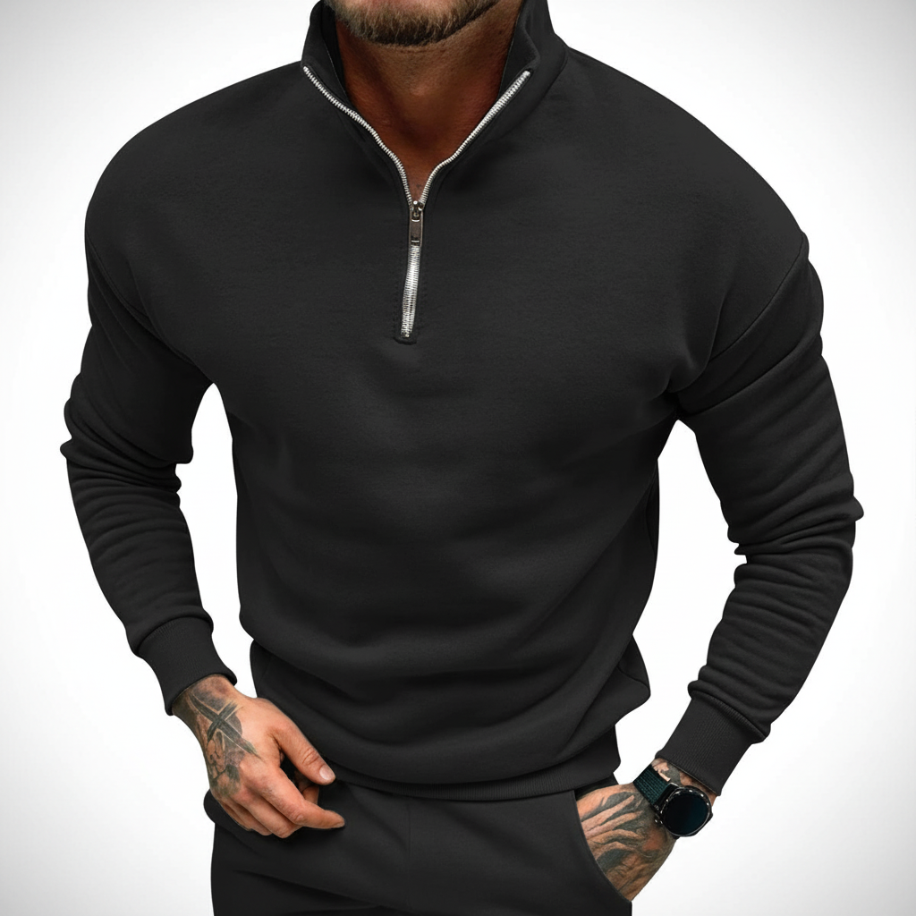 Men's Quarter-Zip Sweater with Stand-Up Collar | Slim Fit Knit 4