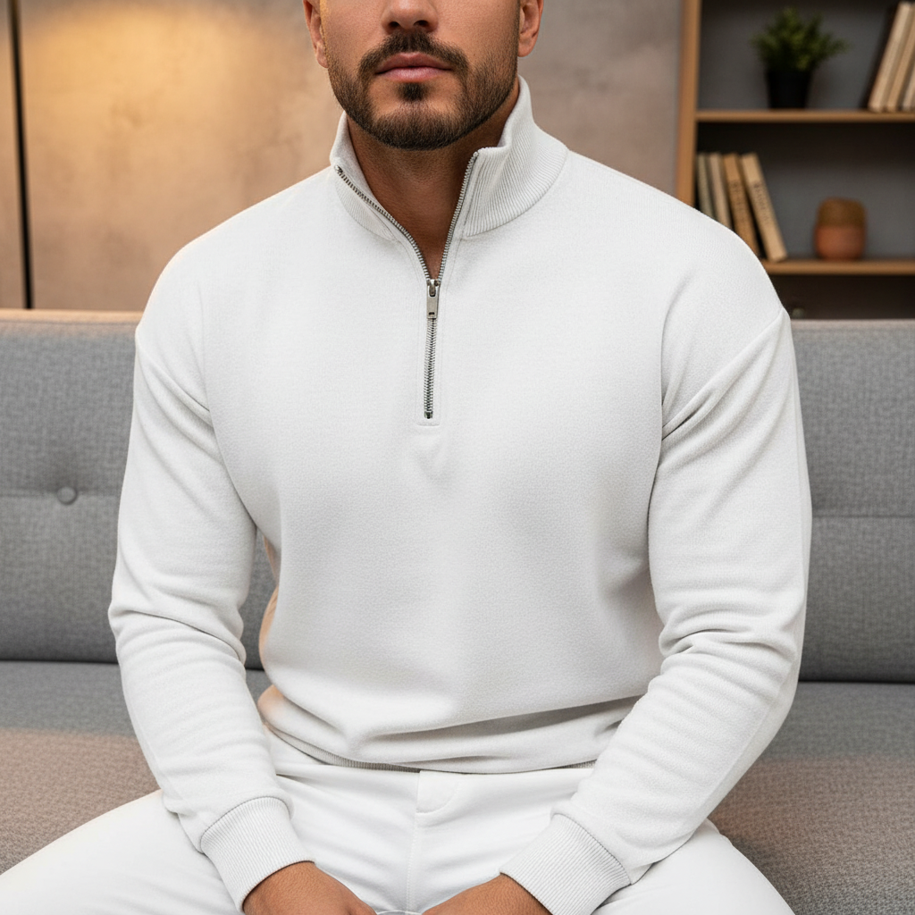 Men's Quarter-Zip Sweater with Stand-Up Collar | Slim Fit Knit 6