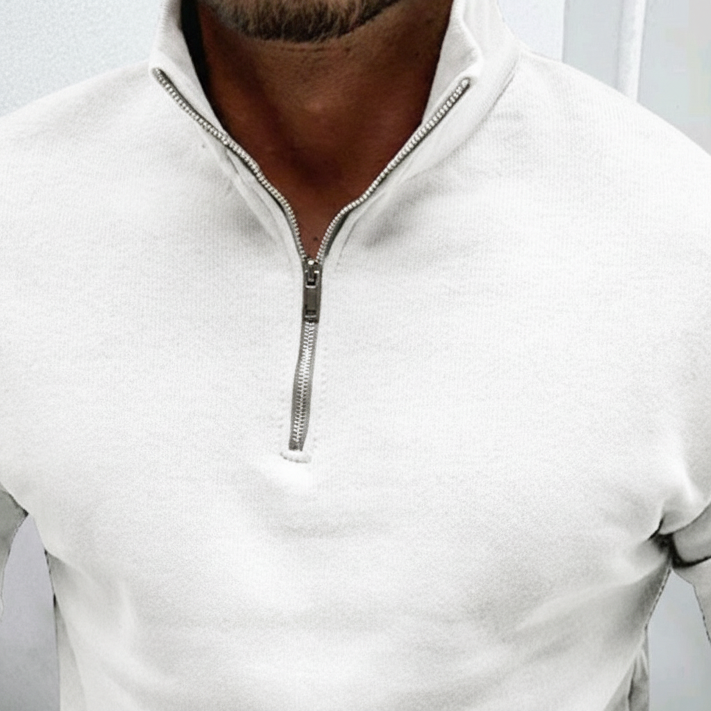 Men's Quarter-Zip Sweater with Stand-Up Collar | Slim Fit Knit 8