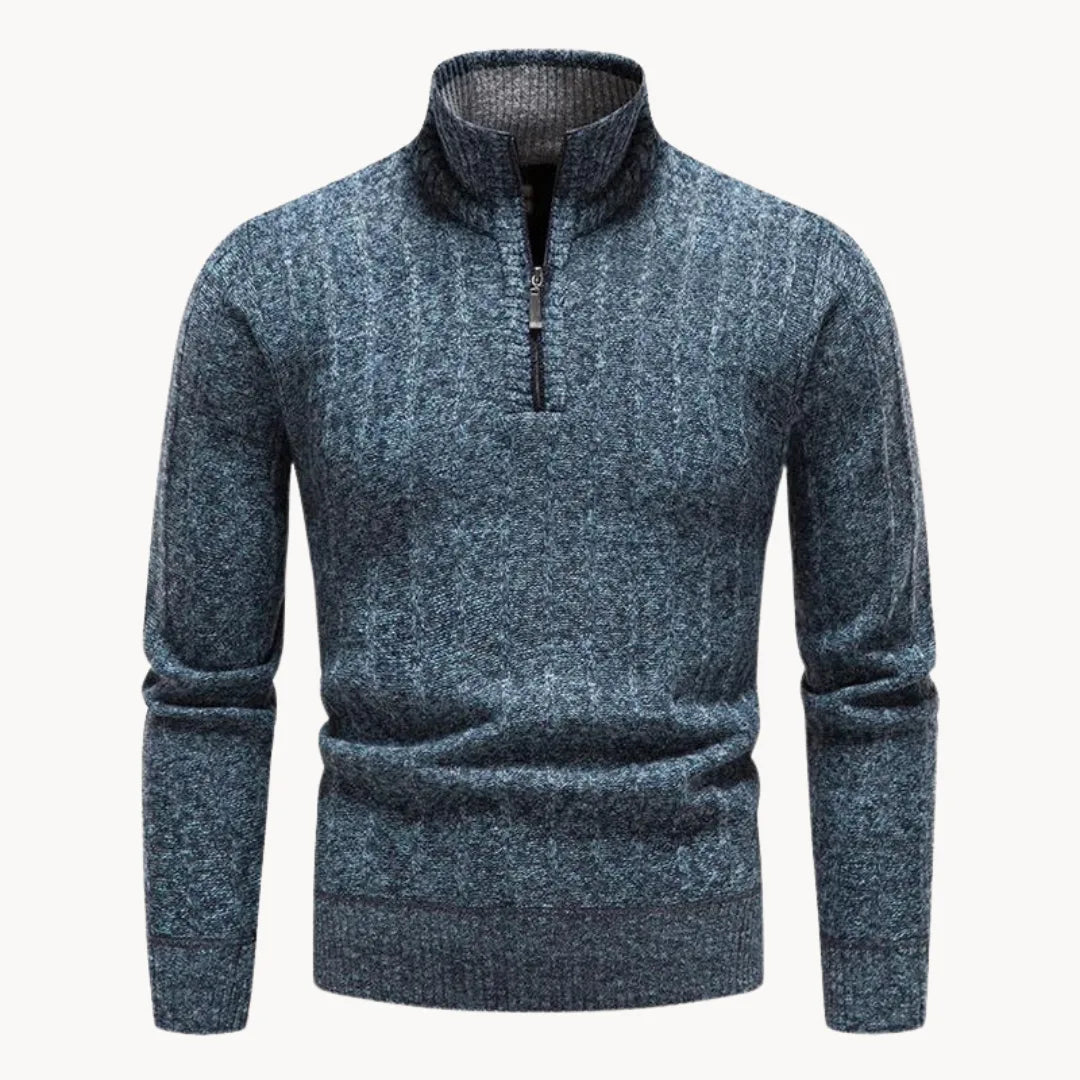 Men's Quarter Zip Sweater | Soft Ribbed Knit Casual Layering 1