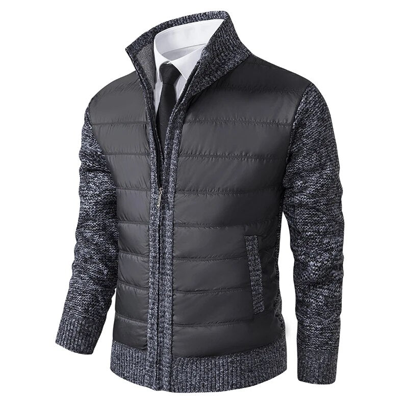 Men's Quilted Front Knit Jacket | Regular Fit Zip-Up Layer 0