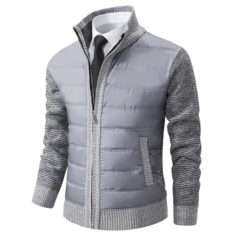 Men's Quilted Front Knit Jacket | Regular Fit Zip-Up Layer 2