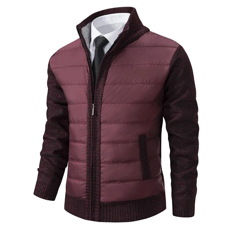 Men's Quilted Front Knit Jacket | Regular Fit Zip-Up Layer 3