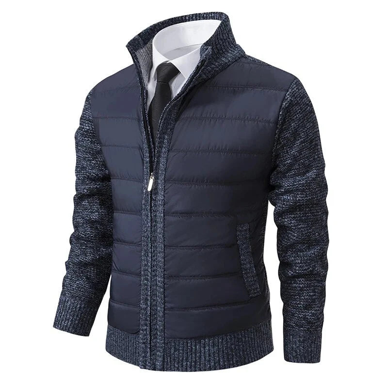 Men's Quilted Front Knit Jacket | Regular Fit Zip-Up Layer 4