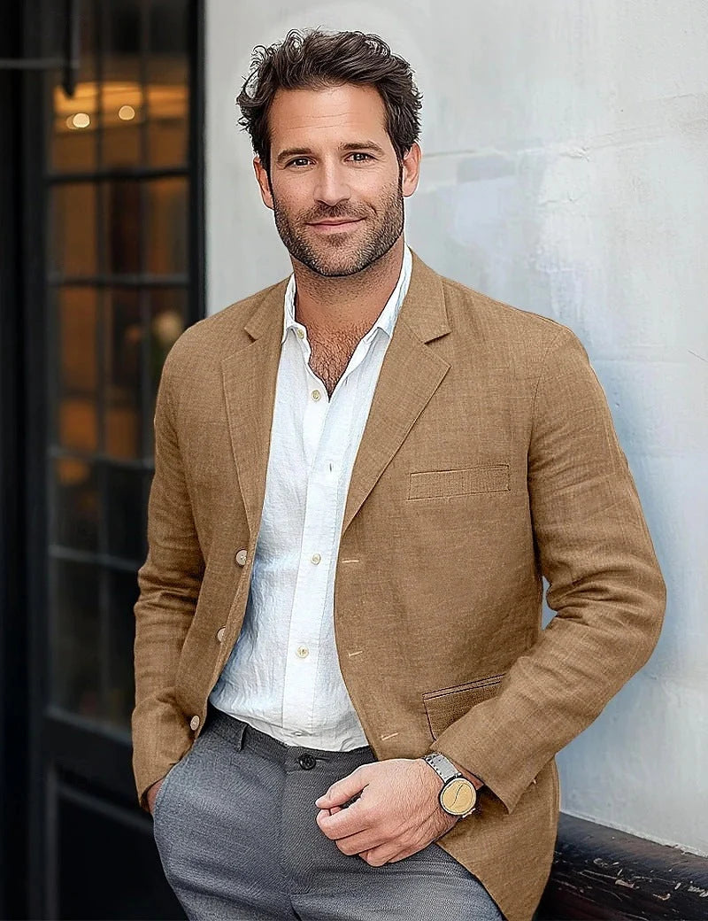 Men's Relaxed Tailored Blazer | Textured Notch Lapel Jacket 2