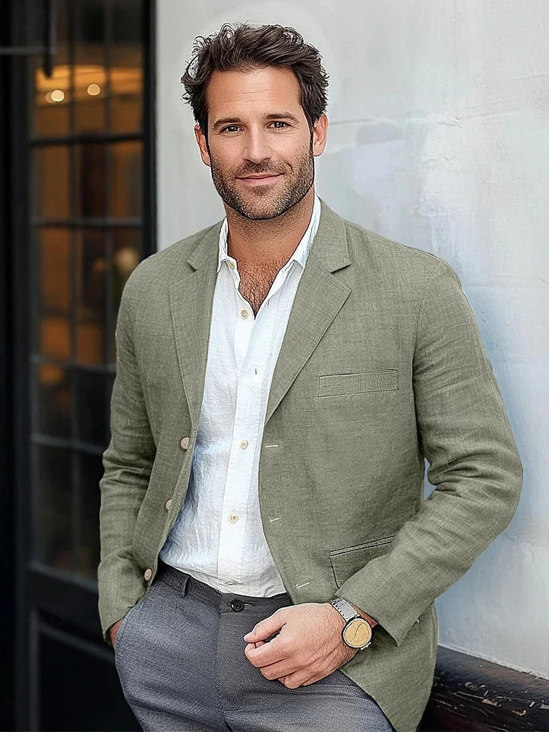 Men's Relaxed Tailored Blazer | Textured Notch Lapel Jacket 6