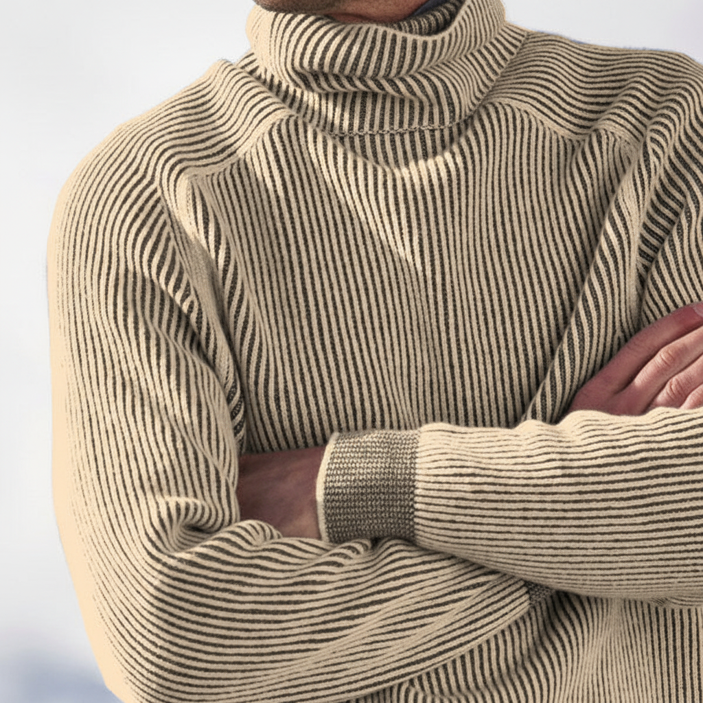 Men's Rib Knit Turtleneck Sweater with Raglan Sleeves 8