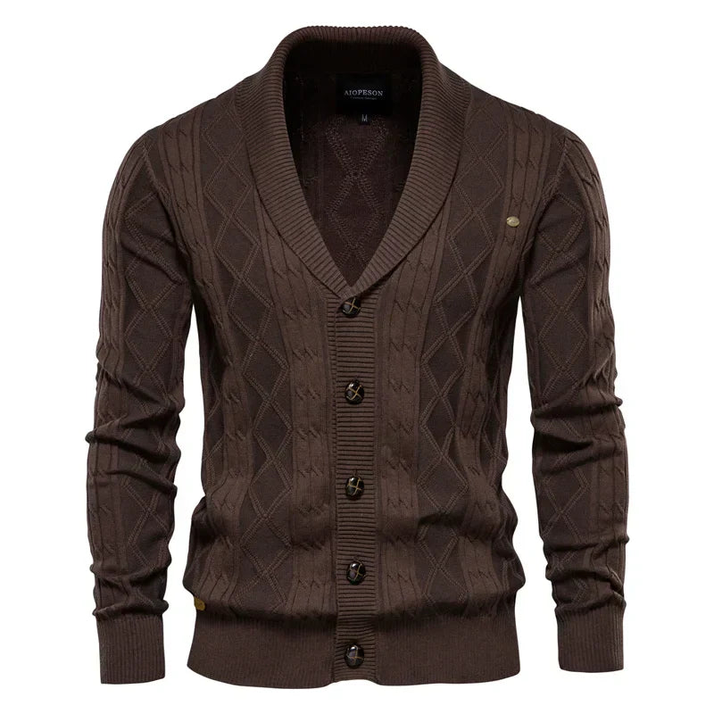 Men's Shawl Collar Cardigan | Cable Knit Button Sweater 4