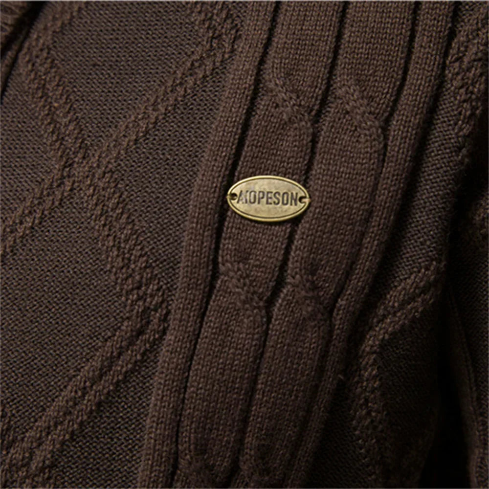 Men's Shawl Collar Cardigan | Cable Knit Button Sweater 7