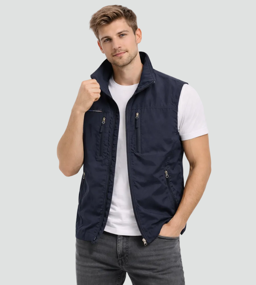 Men's Sleeveless Body Warmer | Lightweight Zipper Vest with Stand Collar 6