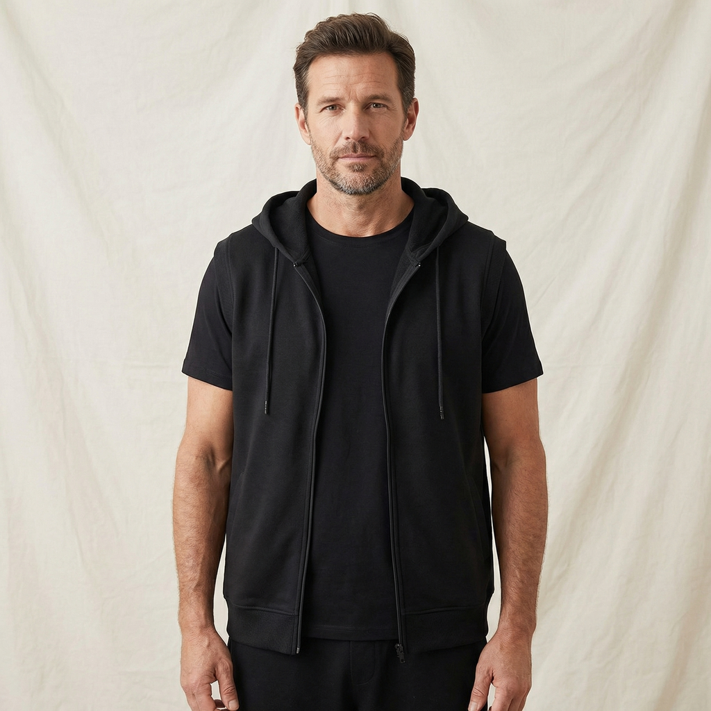 Men's Sleeveless Training Hoodie Vest | Lightweight Zippered Layer 2