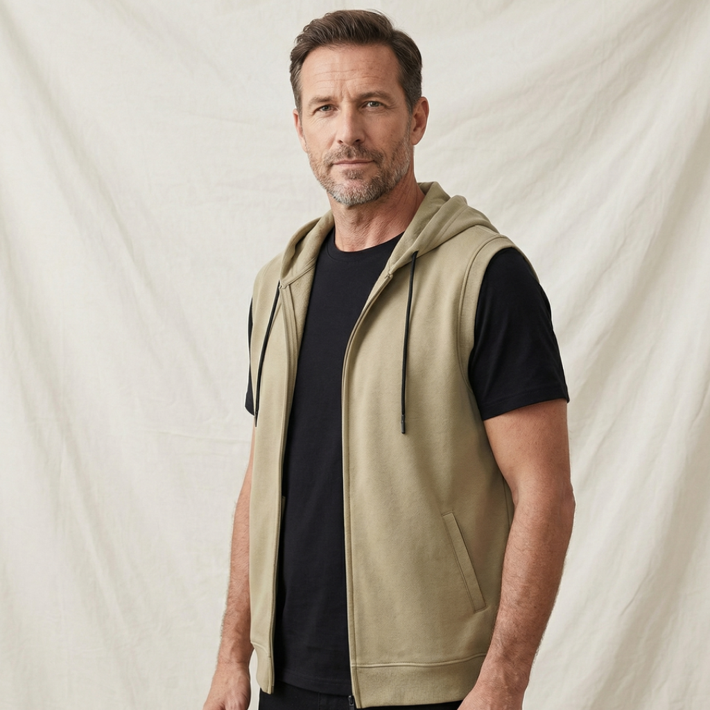 Men's Sleeveless Training Hoodie Vest | Lightweight Zippered Layer 4