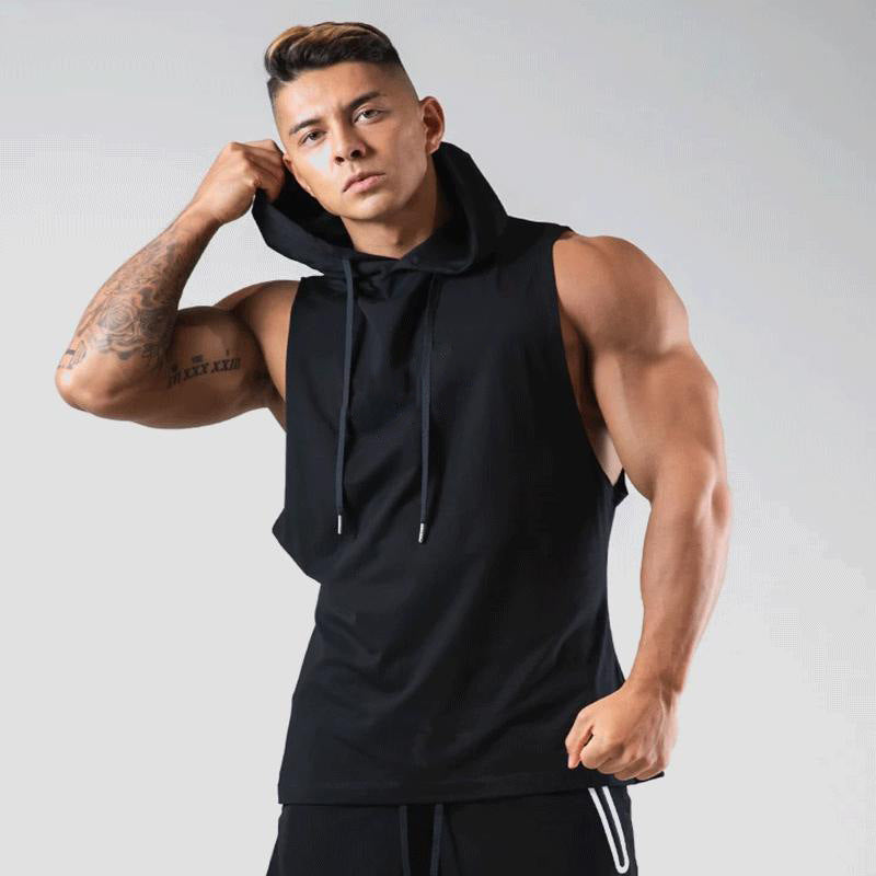 Men's Sleeveless Training Vest | Loose Fit Hooded Workout Top 8