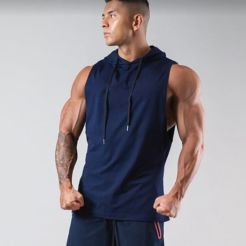 Men's Sleeveless Training Vest | Loose Fit Hooded Workout Top 9