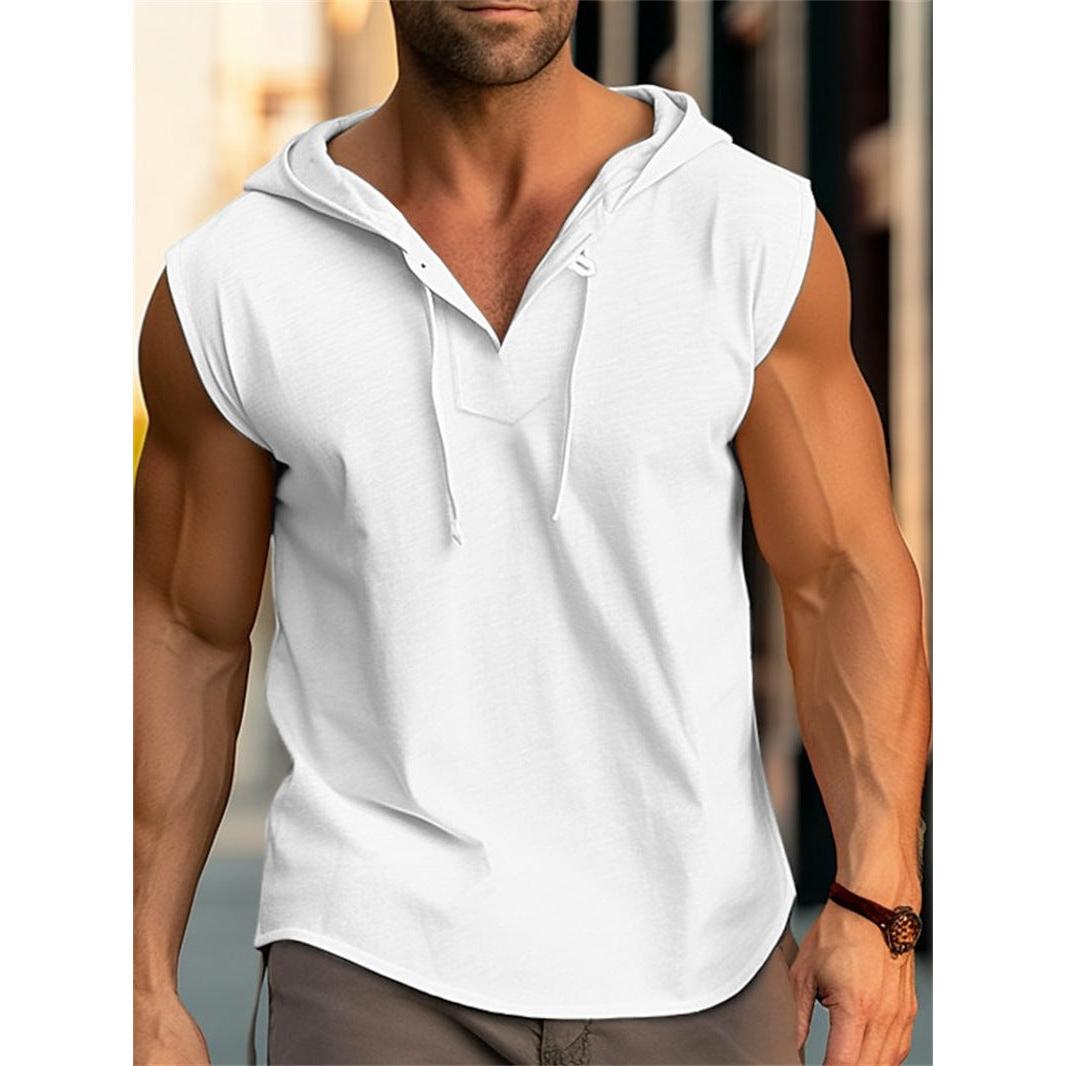 Men's Sleeveless Training Vest with Hood and Drawstring 0