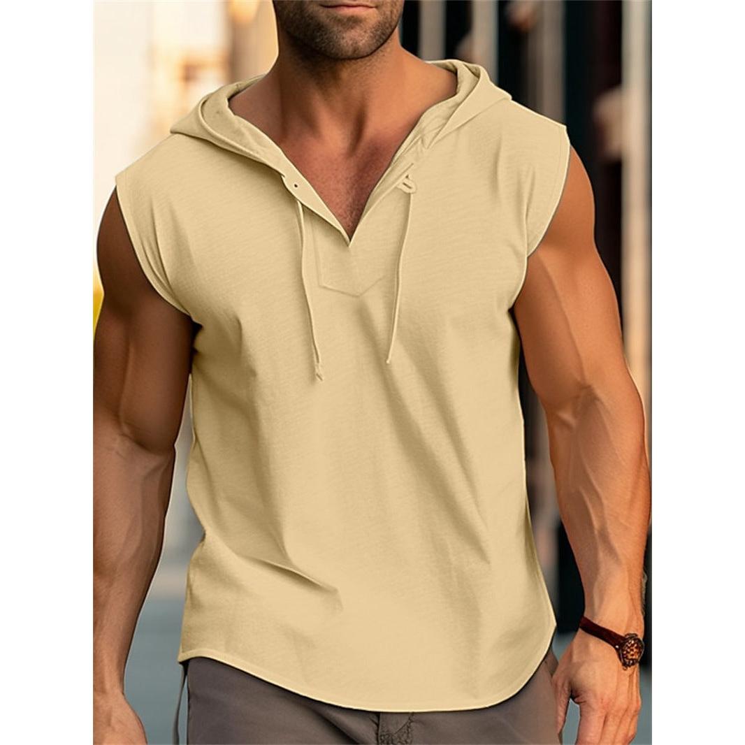 Men's Sleeveless Training Vest with Hood and Drawstring 1