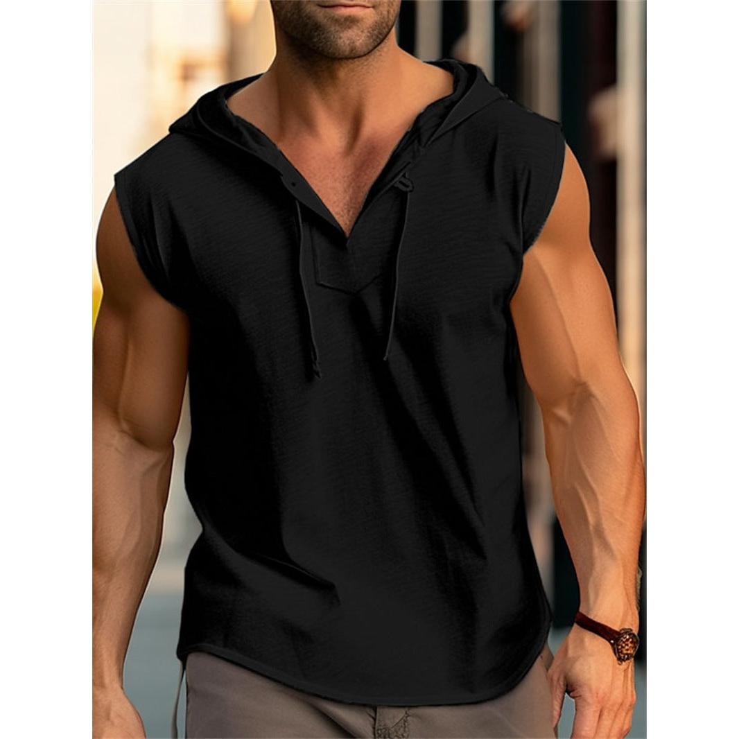 Men's Sleeveless Training Vest with Hood and Drawstring 2