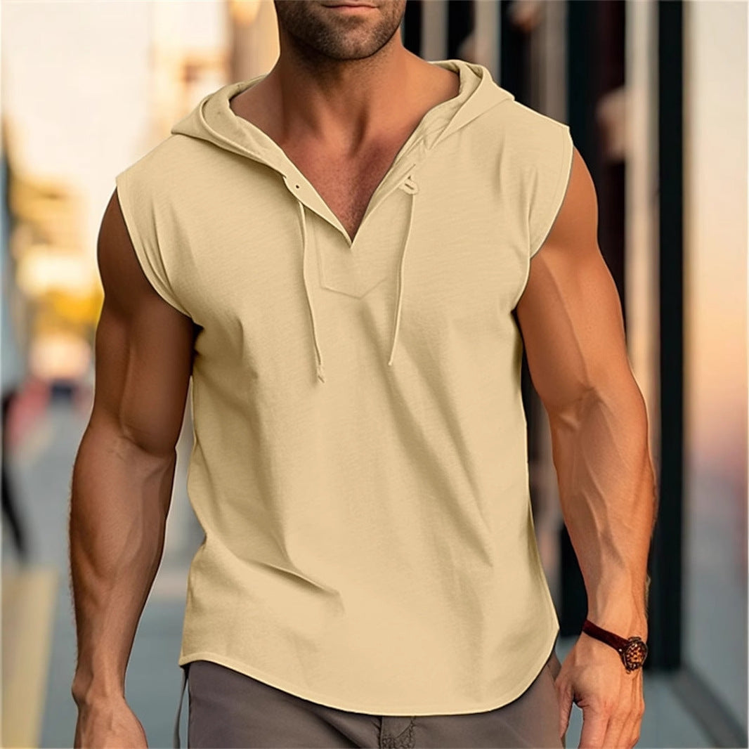 Men's Sleeveless Training Vest with Hood and Drawstring 4